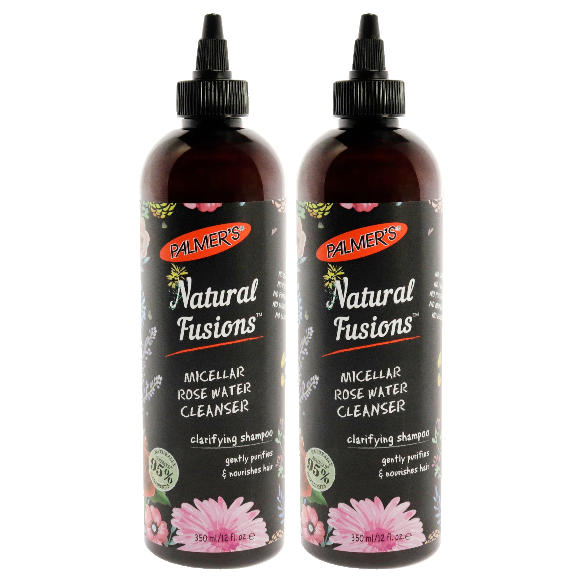 Natural Fusions Micellar Rose Water Cleanser Clarifying Shampoo - Pack of 2 by Palmers for Unisex - 12 oz Shampoo