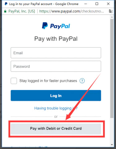 Click "pay with credit card" button