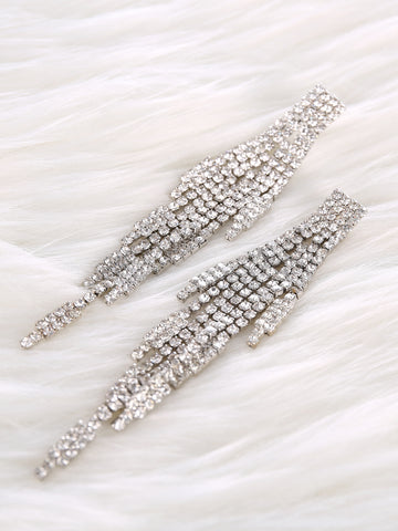 Cypress Leaves Crystal Fringe Earrings