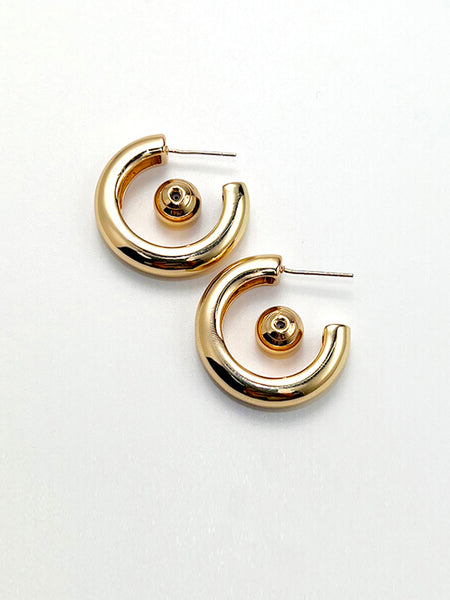 C. Gold Copper Huggie Earrings