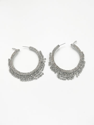Ishtar Sparkle Hoop Earrings Silver