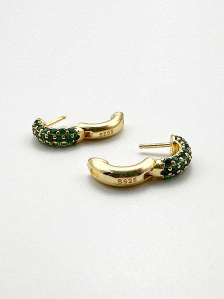 Perseus Emerald Silver Hoop Earrings