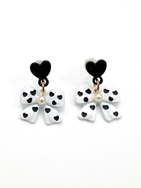Polka-Fly Dots White Dangle Earrings