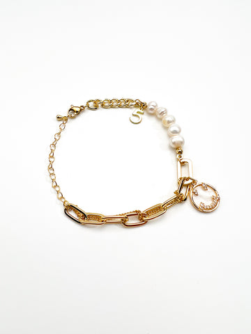 Smiley Bracelet pearl gold