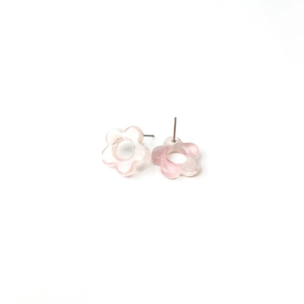 Hollow Flower Tiny Earrings Studs light pink