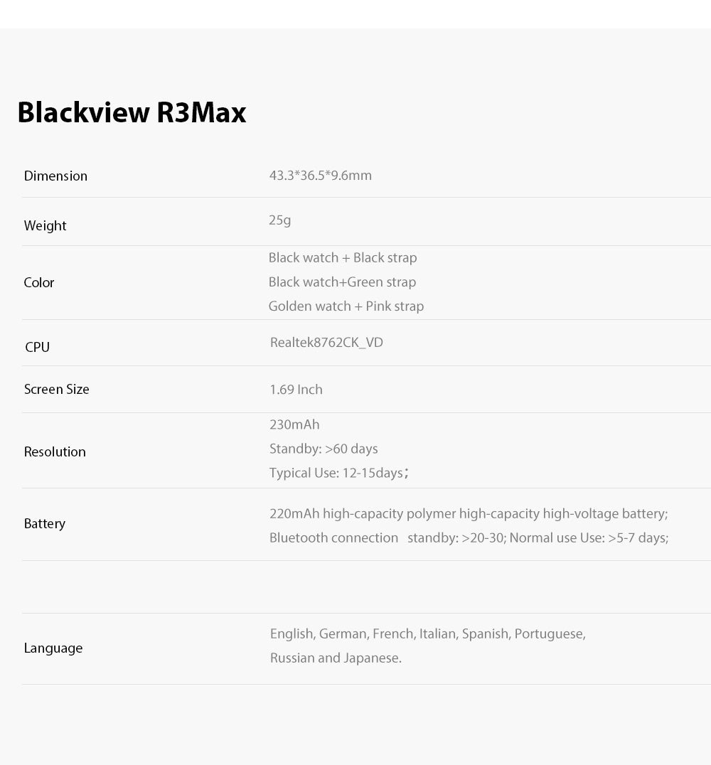 Blackview R3 Max Measure Body Temperature Monitoring IP68 Smartwatch