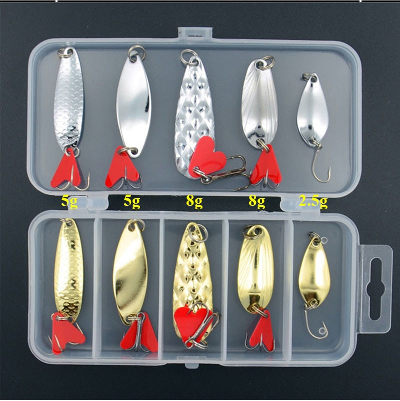 Metal Spoon Spinner Fishing Lure 10pcs Set