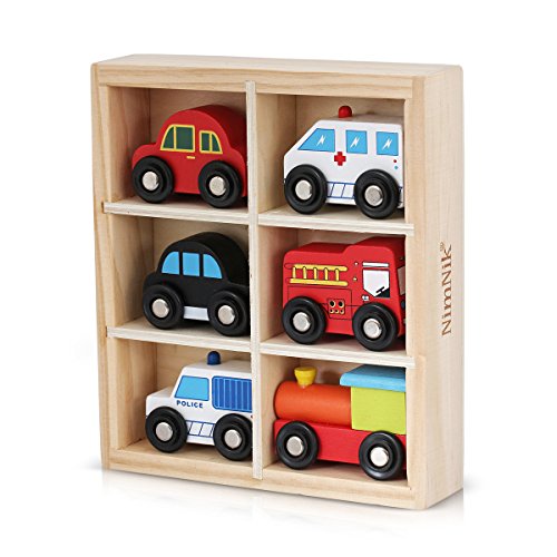 Wooden Toys Cars Bus Engine Emergency Vehicles Educational Toy for Early Learning for Toddlers by