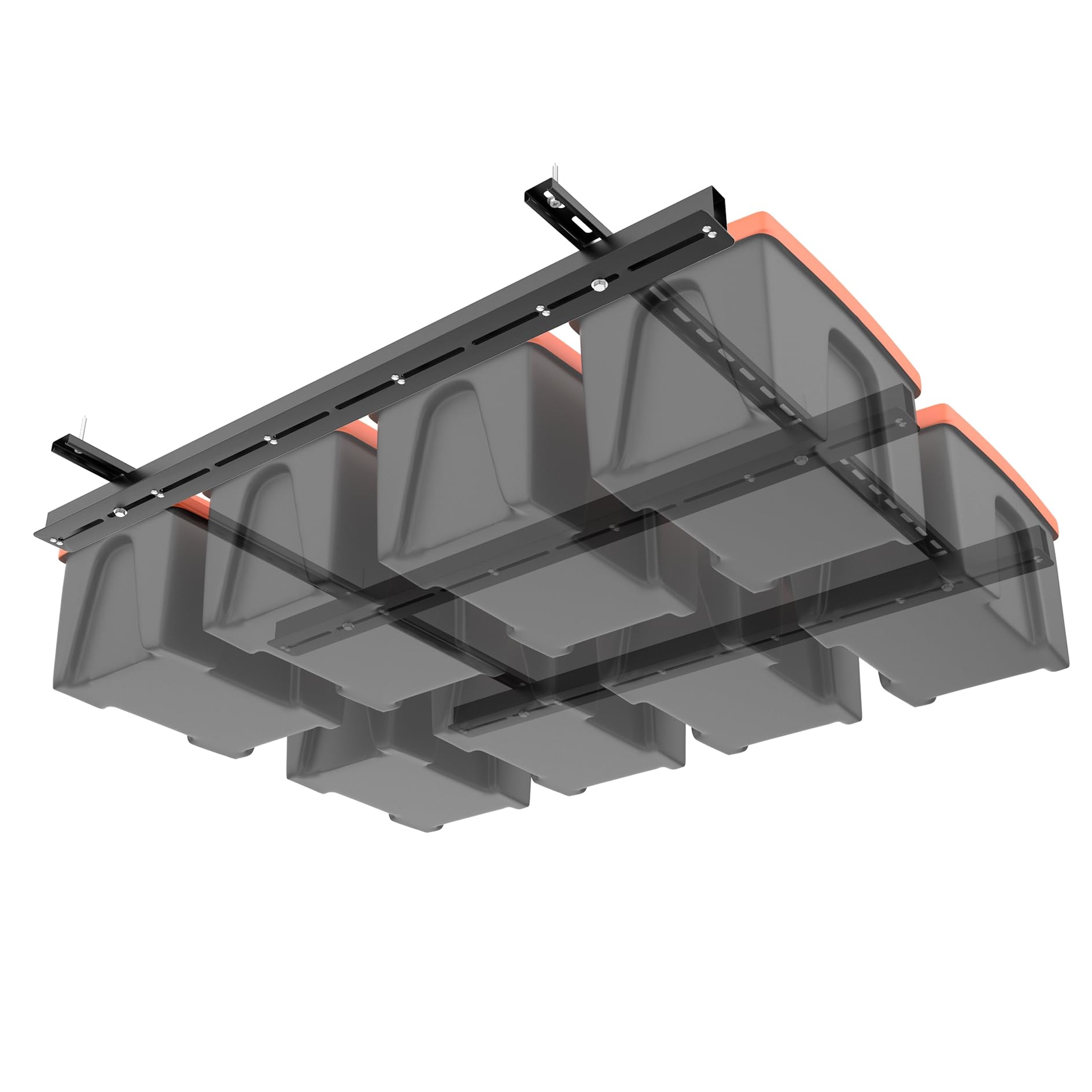 TORACK Garage Ceiling Bin Storage Rack, Overhead Tote Storage Rail System Heavy Duty Adjustable Tote Slide Garage Storage System(Bins are not included)