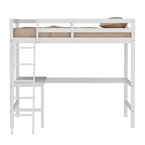 Hillsdale Caspian Youth Solid Wood Twin Loft Bed for Kids Room, White