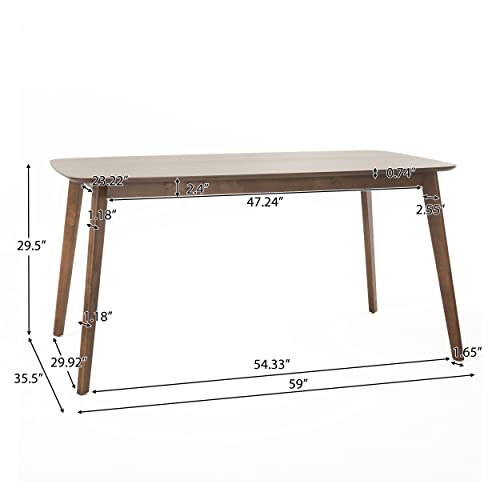 Christopher Knight Home Nyala Wood Dining Table, Natural Walnut Finish, 35.5 in x 59 in x 29.5 in