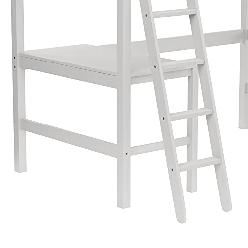 Hillsdale Caspian Youth Solid Wood Twin Loft Bed for Kids Room, White