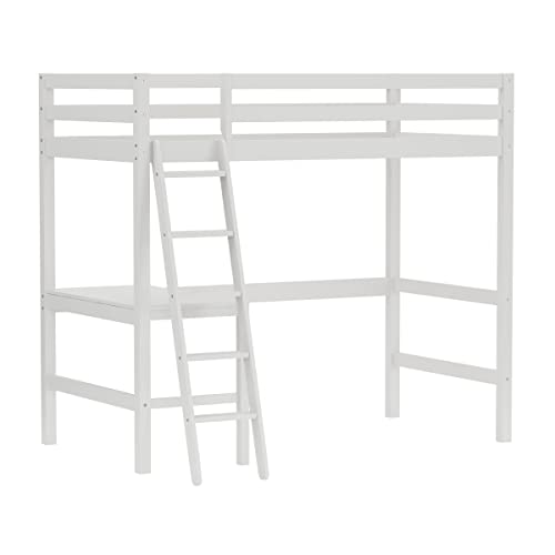 Hillsdale Caspian Youth Solid Wood Twin Loft Bed for Kids Room, White