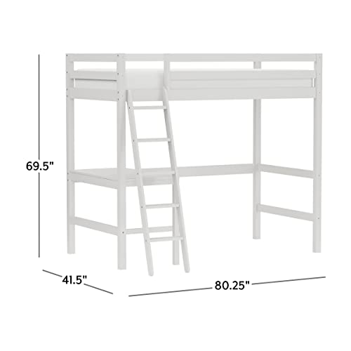 Hillsdale Caspian Youth Solid Wood Twin Loft Bed for Kids Room, White