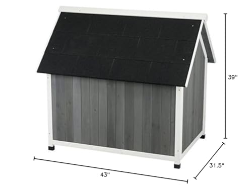 TRIXIE Natura Barn Style Dog House, Elevated Pet Shelter, Weatherproof Dog House, Medium