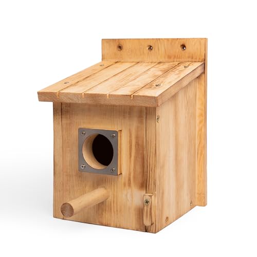 HPC Decor 8.6in Bird Houses for Outside, Natural Wooden Birdhouses for Outdoors with Predator Guard, Hanging Bird Box for Finch, Bluebird, Cardinals, Hummingbird,Easy to Clean
