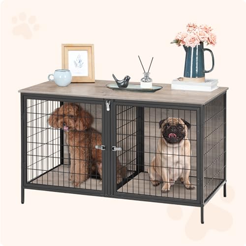 MAHANCRIS Dog Crate Furniture for 2 Dogs, 43.3