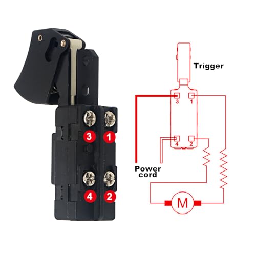 Electric SW77 Aftermarket Trigger Type 20 Amp Trigger On-Off Switch Compatible with Skil Saw Switch for HD77 and HD77M Replaces Skil 2610321608, Ryobi & Ridgid 760245002