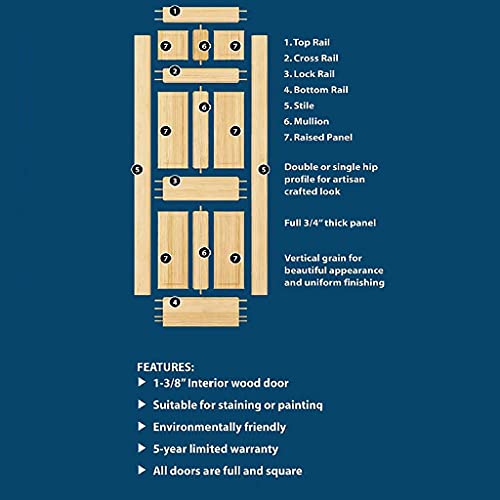 6-Panel Solid Pine Interior Door Slab (18x80)