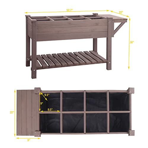 Aivituvin Raised Garden Bed, Elevated Wood Planter Box with Legs Stand for Backyard, Patio, Balcony w/Bed Liner, for Vegetables Flower Herb