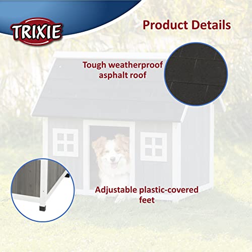 TRIXIE Natura Barn Style Dog House, Elevated Pet Shelter, Weatherproof Dog House, Medium