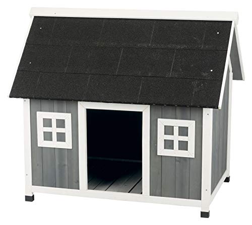 TRIXIE Natura Barn Style Dog House, Elevated Pet Shelter, Weatherproof Dog House, Medium