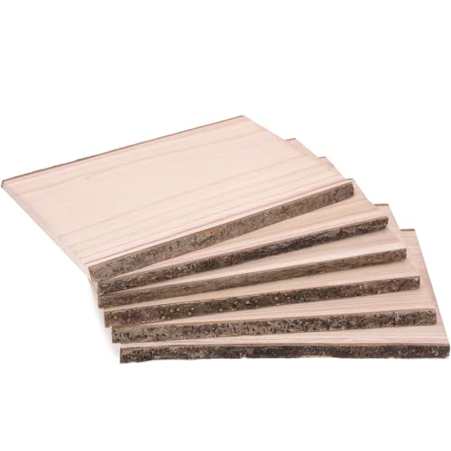 Caydo 6 Pieces 13 Inch Rectangle Wood Planks with Live Edge Wood Slab for Woodburning Projects, Pyrography, Wedding, and Christmas Home Decoration