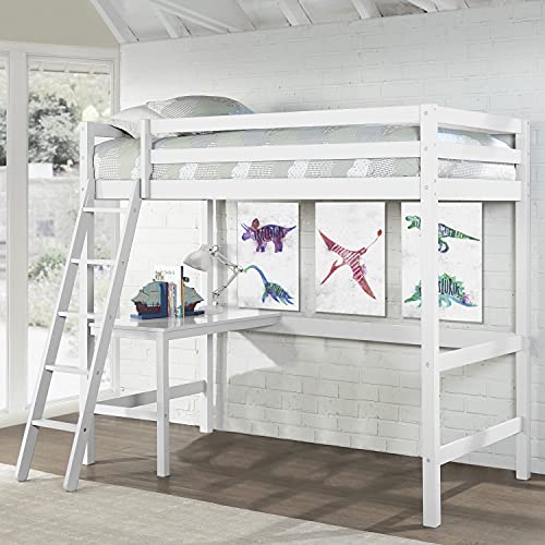 Hillsdale Caspian Youth Solid Wood Twin Loft Bed for Kids Room, White