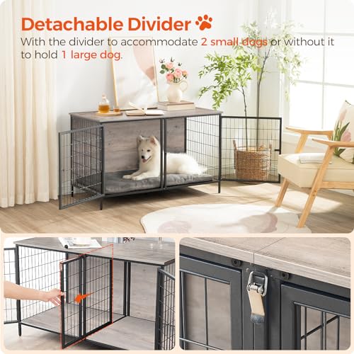 MAHANCRIS Dog Crate Furniture for 2 Dogs, 43.3