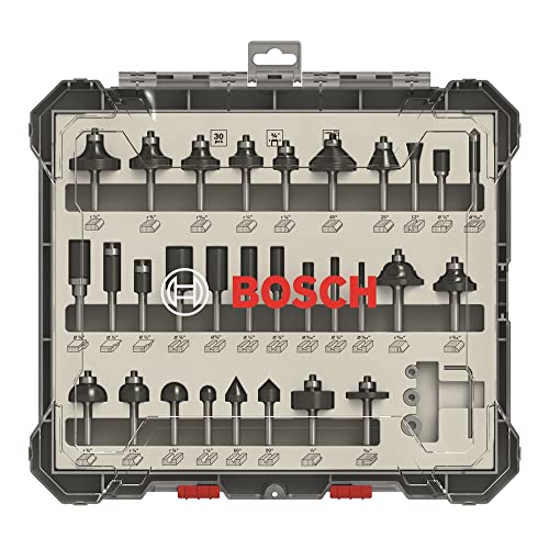 Bosch Professional 2607017476 30-Piece Set Router Bit Set for Wood for Router with 1/4 Inch Shank