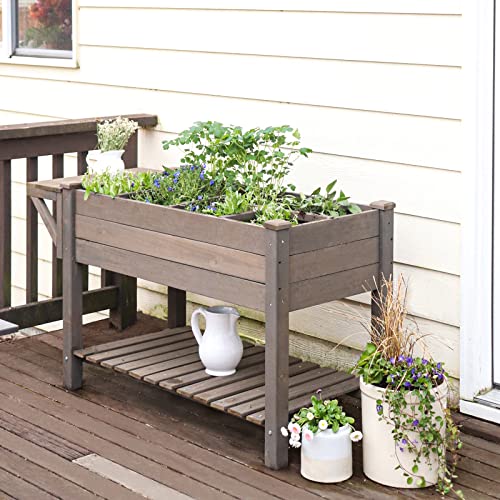 Aivituvin Raised Garden Bed, Elevated Wood Planter Box with Legs Stand for Backyard, Patio, Balcony w/Bed Liner, for Vegetables Flower Herb