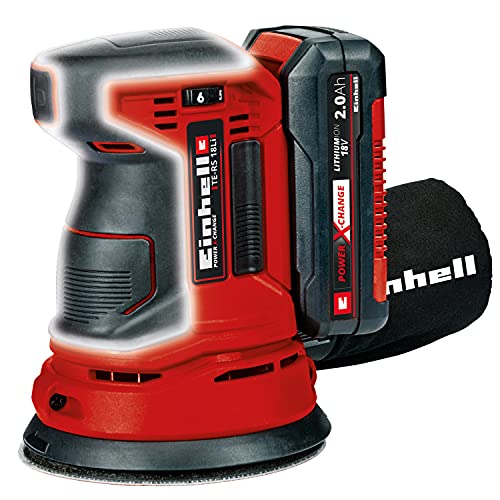 Einhell TE-RS Power X-Change 18-Volt Cordless 5-Inch 22,000-OPM Max Variable Speed Random Orbital Palm Sander w/Dust Collection Box, Dust Extraction Adapter, Electronic Speed Control,