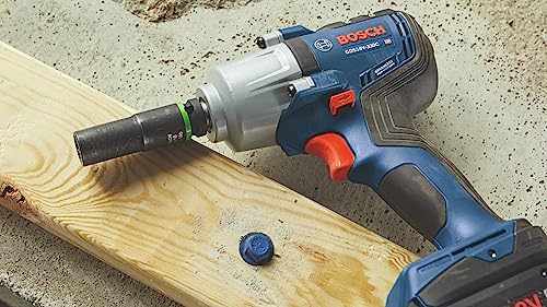 BOSCH GDS18V-330CB25 18V Brushless Connected-Ready 1/2 In. Mid-Torque Impact Wrench Kit with Friction Ring and Thru-Hole and (2) CORE18V? 4 Ah Advanced Power Batteries