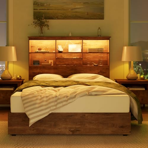 AMERLIFE Queen Size Bed Frame Wooden Platform Bed with 51.2