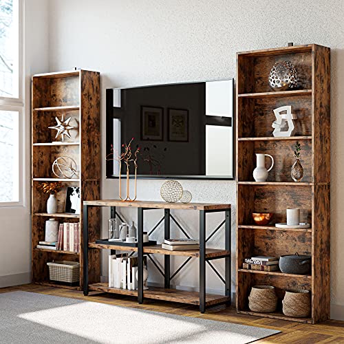 IRONCK Industrial Bookshelves and Bookcases Floor Standing 6 Shelf Display Storage Shelves 70 in Tall Bookcase Home Decor Furniture for Home Office, Living Room, Bed Room, Vintage Brown