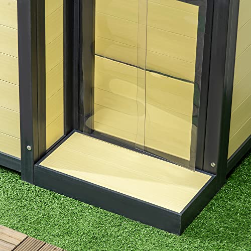 PawHut Dog House Outdoor with Openable Top, Raised Weather Resistant Dog Shelter with Front Door, PVC Curtain, Porch for Medium Sized Dog, Natural Wood