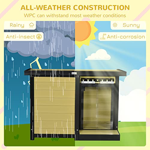 PawHut Dog House Outdoor with Openable Top, Raised Weather Resistant Dog Shelter with Front Door, PVC Curtain, Porch for Medium Sized Dog, Natural Wood