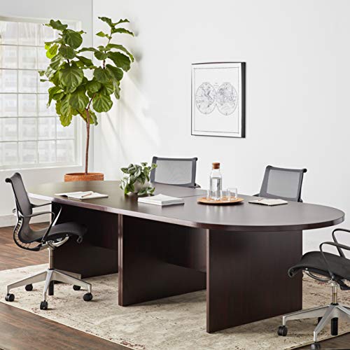 Boss Office Products 10Ft Race Track Conference Table, Mahogany