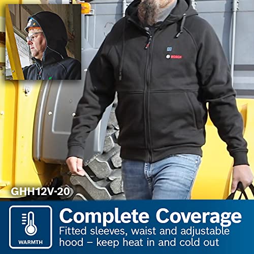 BOSCH GHH12V-20MN12 12V Max Heated Hoodie Kit with Portable Power Adapter - Size Medium