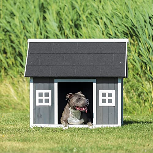 TRIXIE Natura Barn Style Dog House, Elevated Pet Shelter, Weatherproof Dog House, Medium