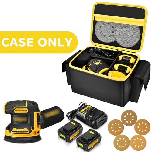 Bag Compatible with DEWALT 20V MAX Orbital Sander/for DEWALT 20V MAX* Belt Sander, Cordless Orbital Power Tools Storage Cover for Sandpapers & Battery Charger and Accesories (Case Only)