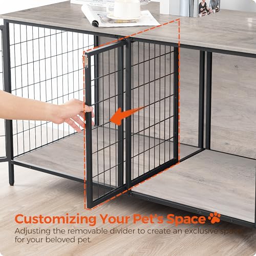 MAHANCRIS Dog Crate Furniture for 2 Dogs, 43.3