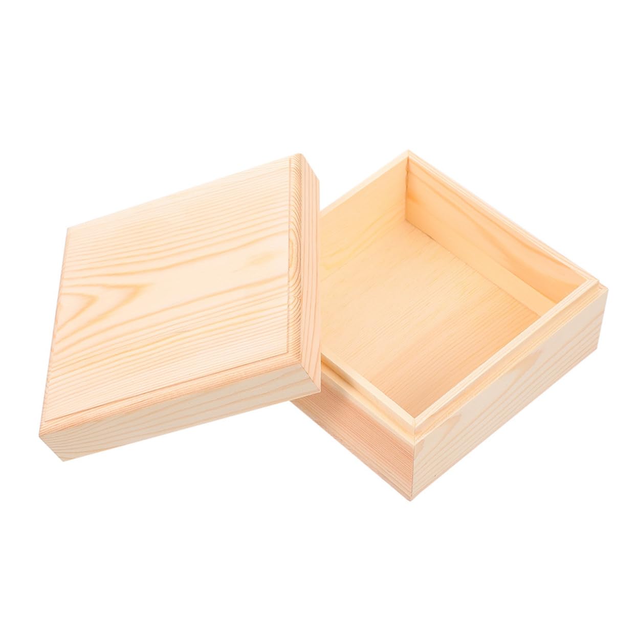 VOSAREA Box Square Wooden Storage Box Jewelry Cases Wooden Container Wooden Jewelry Holder Vintage Trinket Organizer Wood Chest Trunk Unfinished Case Heaven and Earth Cover Flowers