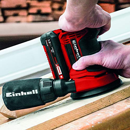 Einhell TE-RS Power X-Change 18-Volt Cordless 5-Inch 22,000-OPM Max Variable Speed Random Orbital Palm Sander w/Dust Collection Box, Dust Extraction Adapter, Electronic Speed Control,