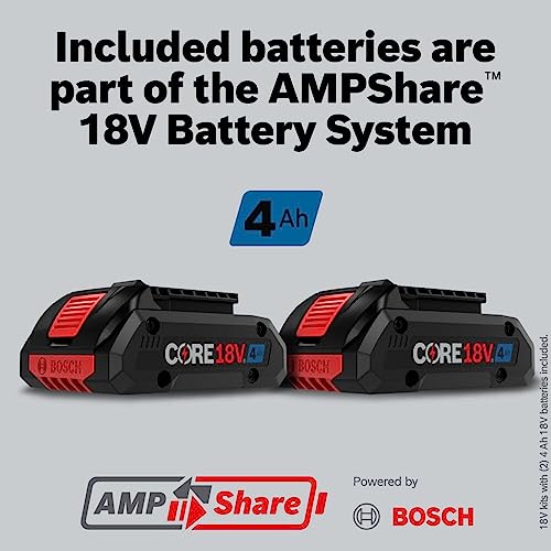 BOSCH GDS18V-330CB25 18V Brushless Connected-Ready 1/2 In. Mid-Torque Impact Wrench Kit with Friction Ring and Thru-Hole and (2) CORE18V? 4 Ah Advanced Power Batteries