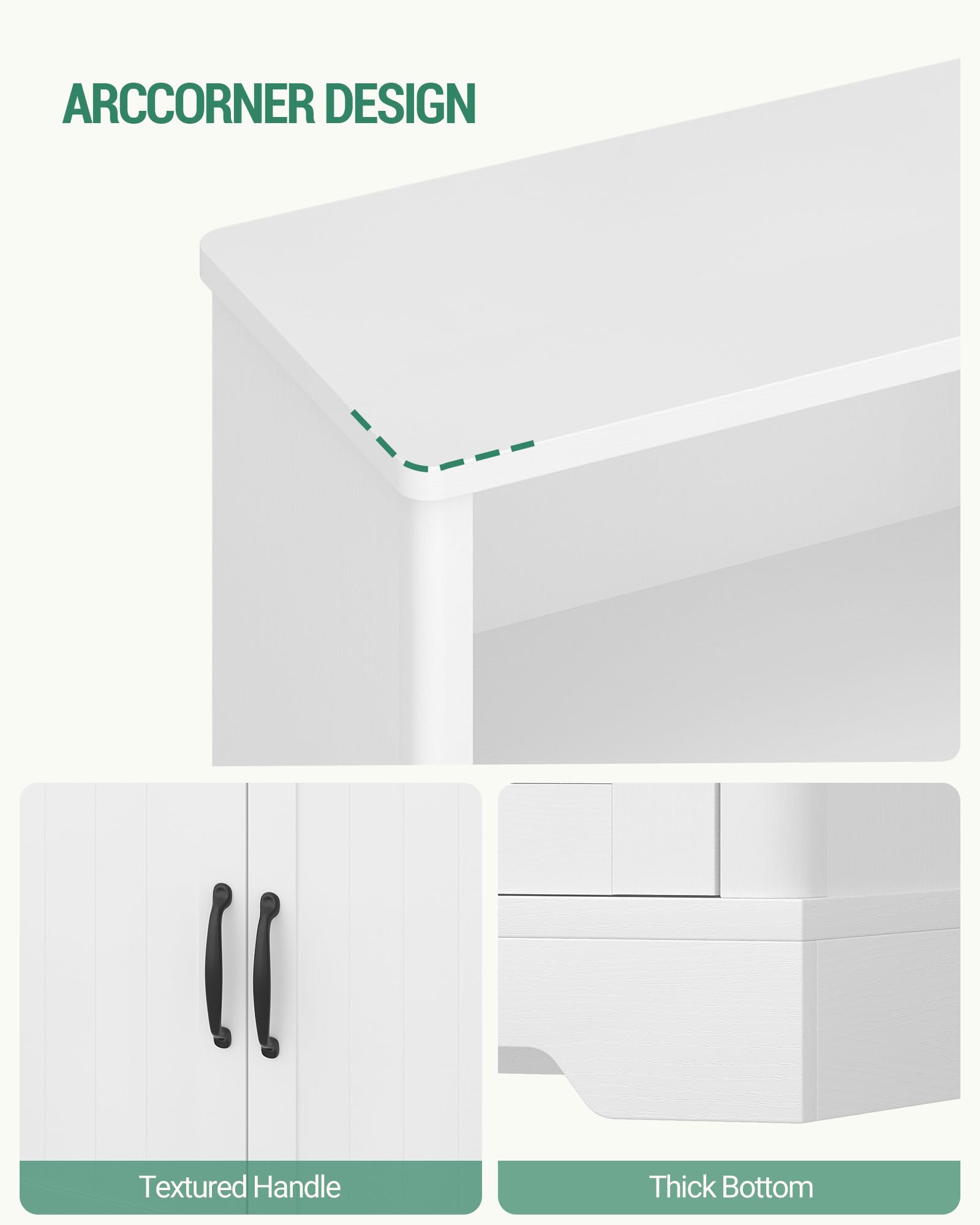 Hzuaneri Bathroom Floor Storage Cabinet, Freestanding Cabinet with 4 Door, 2 Adjustable Shelves, Bathroom Storage Unit for Bathroom, Kitchen 11.8 x 23.6 x 43.3 Inches, Modern SC18413X