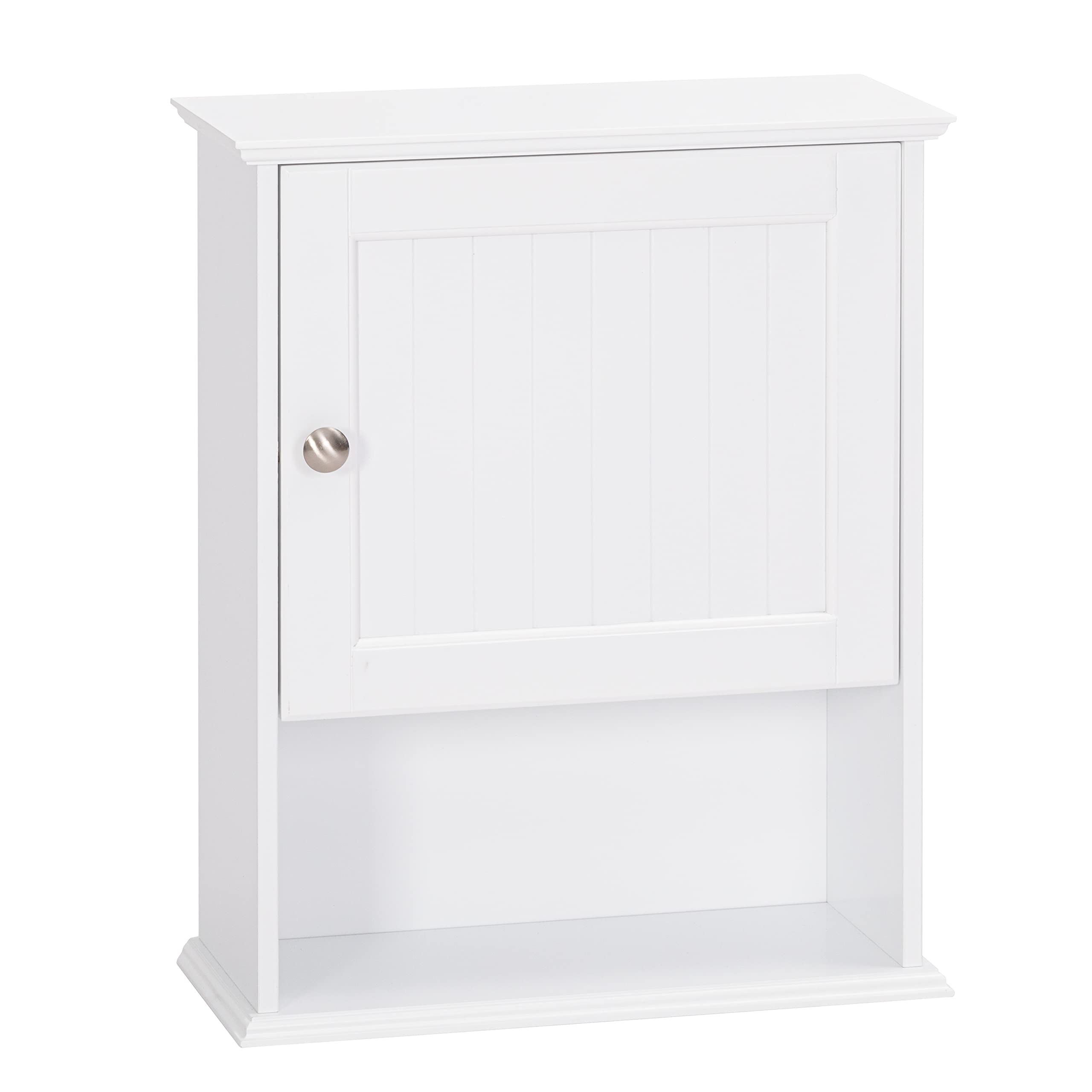 Spirich Bathroom Cabinet Wall Mounted with Single Door, Wood Hanging Cabinet with Adjustable Shelf White