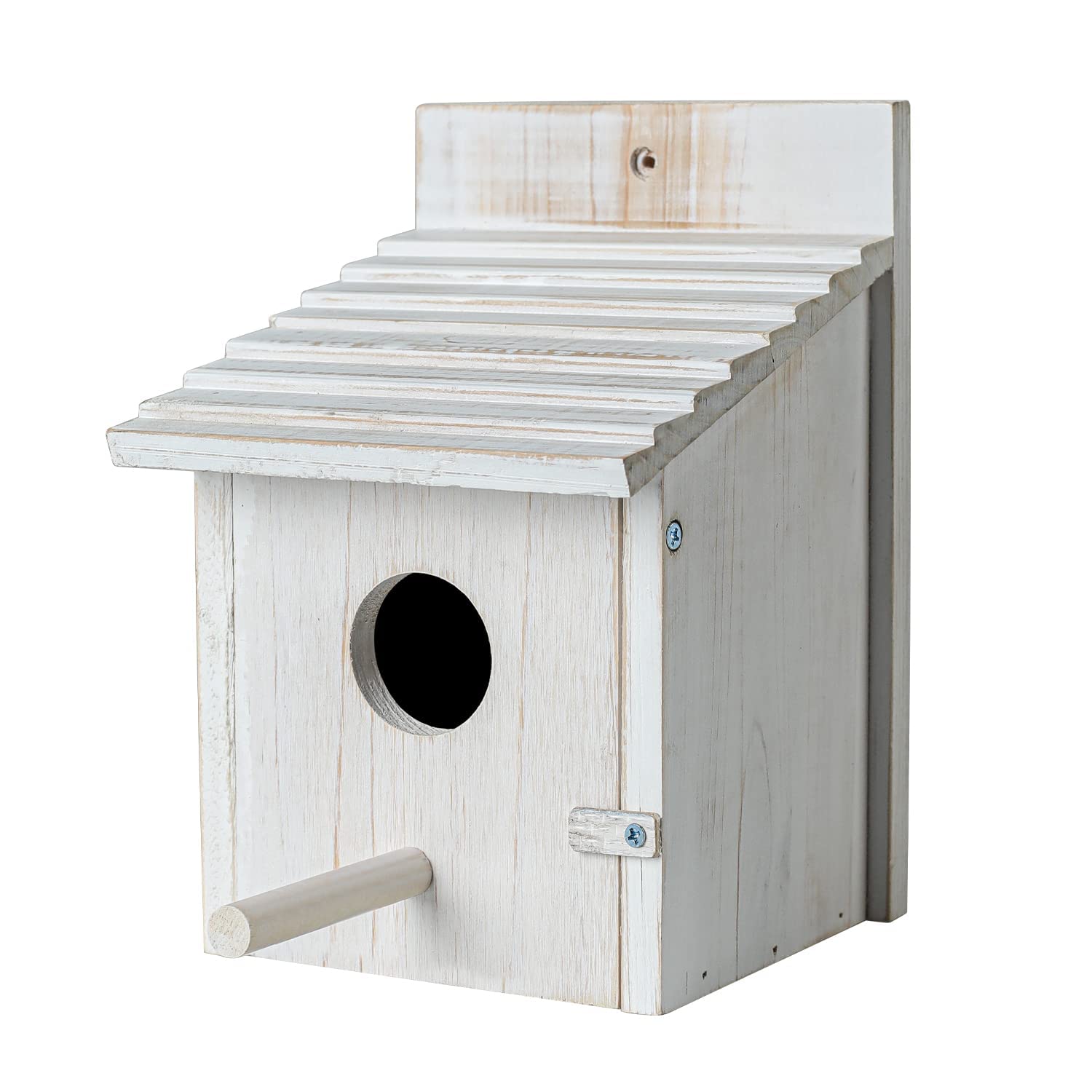 NATUREYLWL Bird House for Outside with Pole for Finch Bluebird Cardinals Garden Wooden Hanging Birdhouses