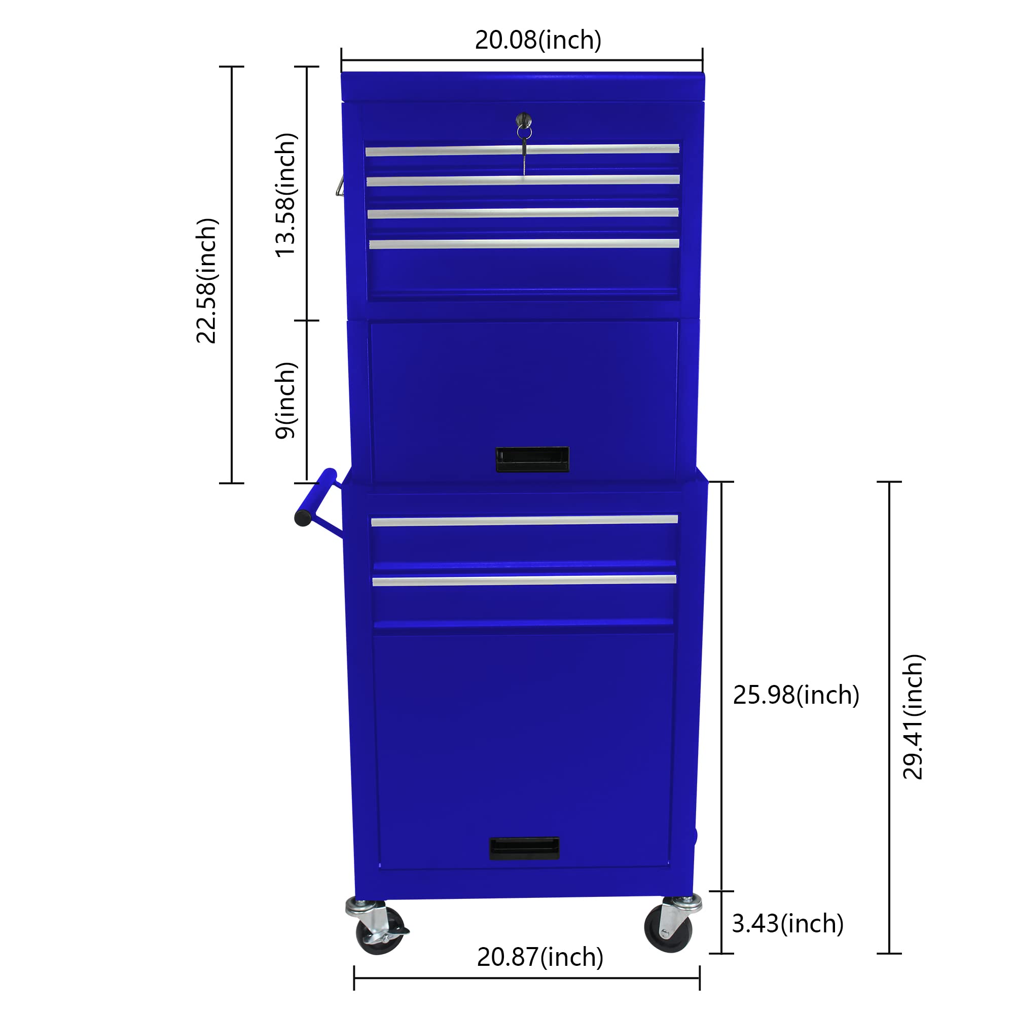 Fulvari Rolling Tool Chest, 6 Drawers Rolling Tool Chest with Wheels, Portable Rolling Tool Box on Wheels, High Capacity Tool Chest Organizer for Garage, Workshop, Home Crafts Use (Blue)