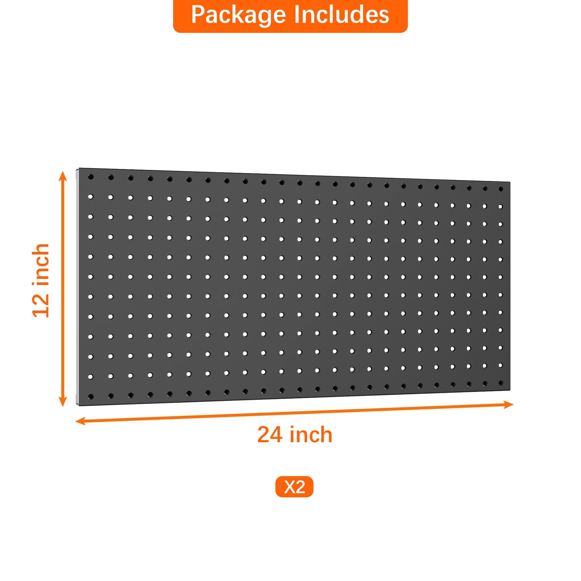 WALMANN Metal Pegboard Panels for Wall Garage Tools Pegboard Storage System for Garage, Workbench, Shed Modular Peg Board Organizer Board(Pack of 2, Black)